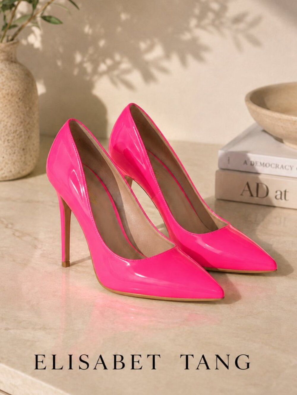 Elisabet Tang Hot Pink Neon Heels Sz 8 Pointed Toe Stiletto Pumps